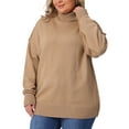 thumbnail image 4 of Suéter de mujer de talla grande Agnes Orinda, suelto, con cuello alto, de manga larga, casual, pulóver de punto, 2X, beige, 4 of 5