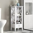 thumbnail image 2 of Noble House Mulligan Bathroom Floor Storage Rack with Drawer, White, 2 of 8