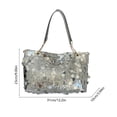 thumbnail image 3 of Sequin Shoulder Bag Tote with Chain, Large Capacity Pleated Polyester Shoulder Purse for Work, Travel and Daily Commute, 3 of 6