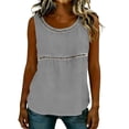 thumbnail image 4 of CYMMPU Women's Pleated Round Neck Sleeveless Blouse, Solid Color Casual Tank Top with Vertical Stitching, Lightweight Summer Shirt Gray M, 4 of 6