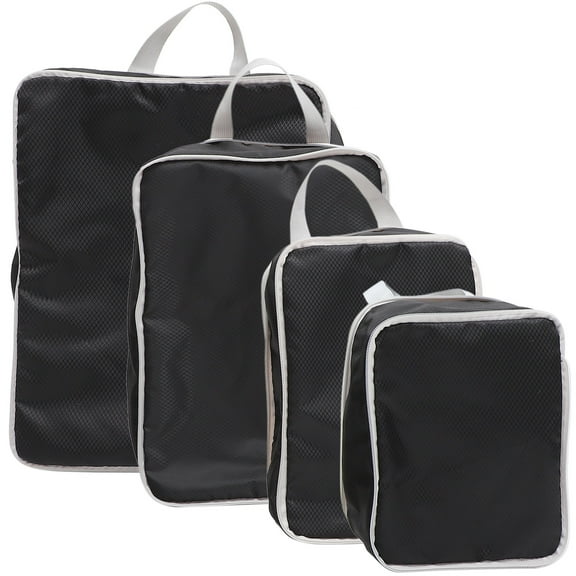 RENACLIPY 4-Piece Travel Compression Packing Cubes Set, Black Rectangular Luggage Organizers for Efficient Packing