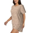 thumbnail image 3 of Womens Pajama Sets With Pocket, Beige Sparkling Glitter Lounge Sets Short Sleeve Sleepwear PJ Sets for Women, 3 of 6