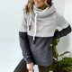 thumbnail image 3 of Mujeres Casual Patchwork Pullover Turleneck Hoodies Manga larga Cordón con capucha Tops Sudadera Fridja  fksj3614, 3 of 6