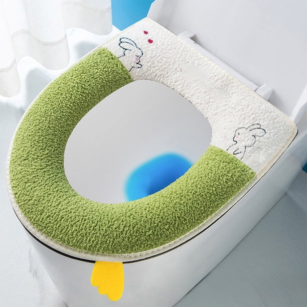 Cojín del asiento del váter: funda gruesa y blanda con asa para el invierno para el calor invernal. Se adapta a la mayoría de los inodoros. Se puede lavar a máquina