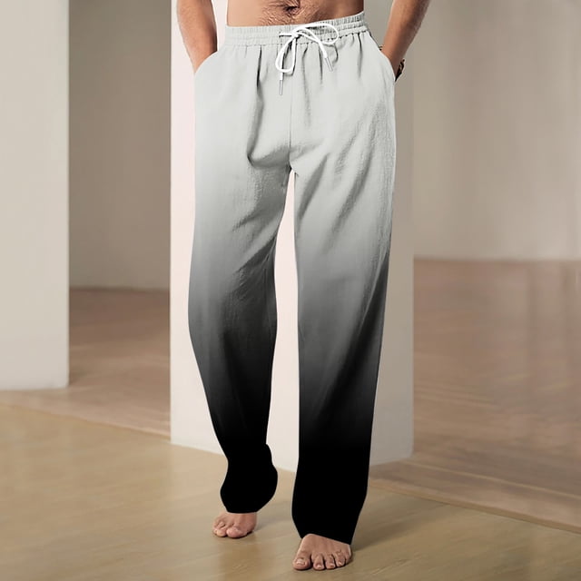 RXIRUCGD Pantalon Décontracté pour Hommes avec Cordon de Serrage, Taille Élastique, Couleur Dégradée, Gris, Taille : 3TG