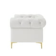thumbnail image 3 of Nicole Miller Melia Sinous Spring Leather Button Tufted Modern Club Chair with Y-Leg for Living Room,White, 3 of 9