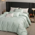 thumbnail image 2 of MooMee Duvet Cover Set Queen 600-TC 100% Long-Staple Cotton Sateen Silky Smooth Luxury (Sage Green, 90"x90"), 2 of 6