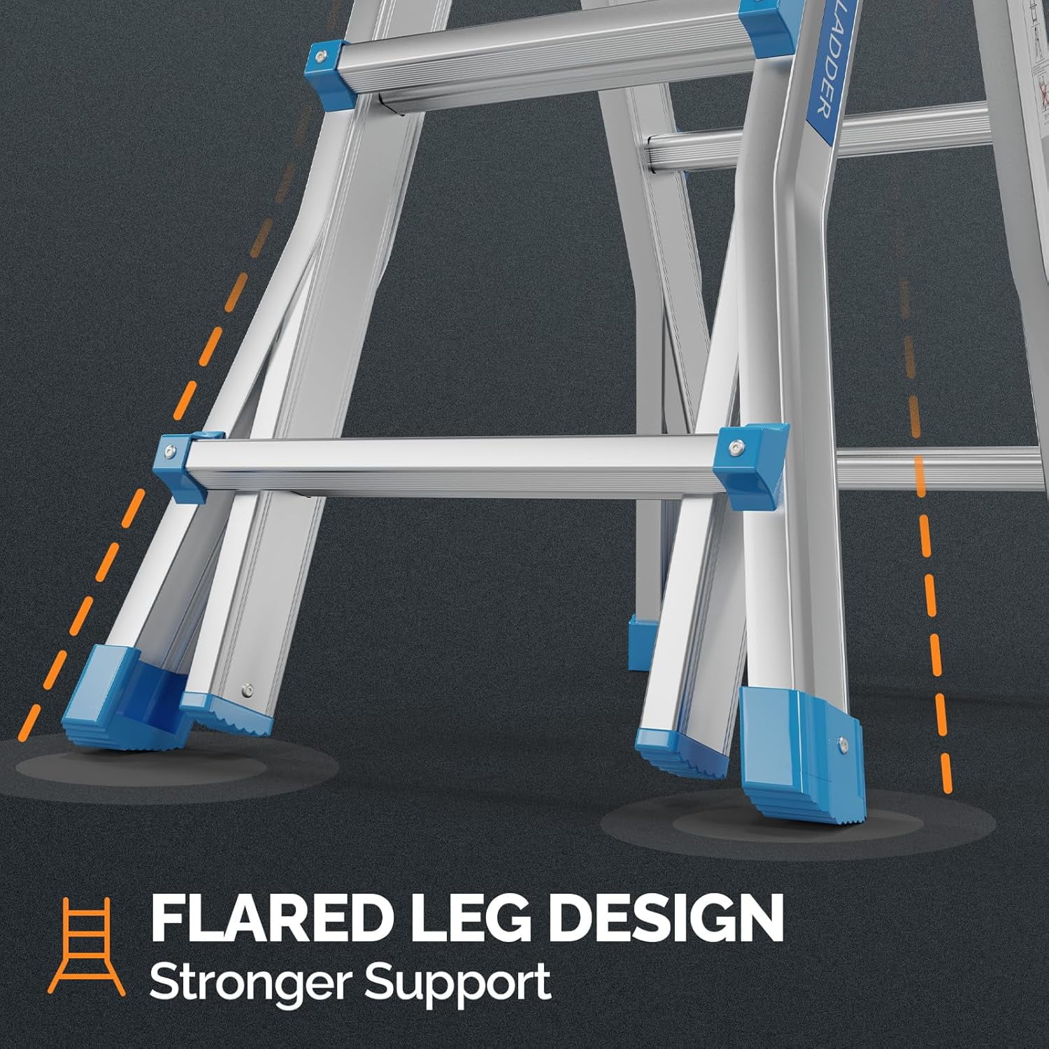 BaytoCare Extension Ladder, 13ft Reach Height A Frame 3 Step Ladder, Muti Position Telescoping Ladder, 330 lbs Capacity, Flared Leg Design