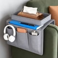 thumbnail image 5 of Sofa Armrest Organizer with Cup Holder Tray, Chair Arm TV Remote Holder for Recliner Couch, Armchair Caddy Bedside Storage Pockets Bag for Cellphone Tablet Books Drinks, 5 of 7
