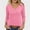 Pink, variant on Fznquz 3/4 Length Sleeve Women's Tee Shirts Dressy Casual Plain Green T Shirts Fall V Neck Solid Color Blouse,M