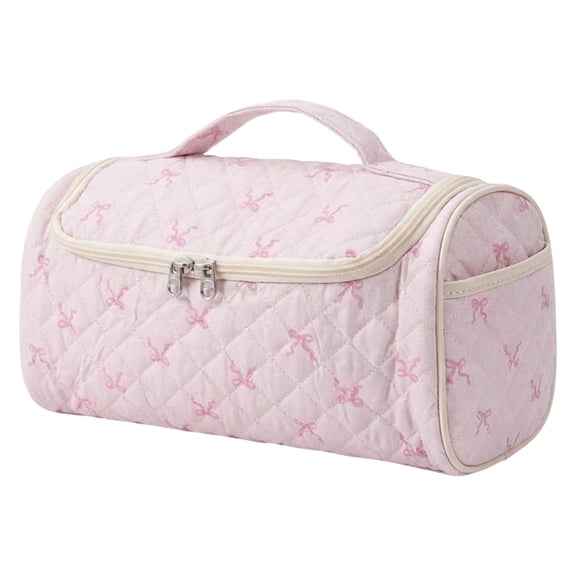 Makeup Storage Organizer 13X6 Inch Large Quilted Fabric Organizer for Travel and Bathroom, Large Makeup Organizer for Cosmetics and Tools, Great Gift for Beauty Lovers