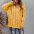 thumbnail image 6 of Htigea Womens Hooded Sweaters Cable Knit Long Sleeve Hoodies Oversized Casual Pullover Tops Solid Sweater Yellow L, 6 of 8
