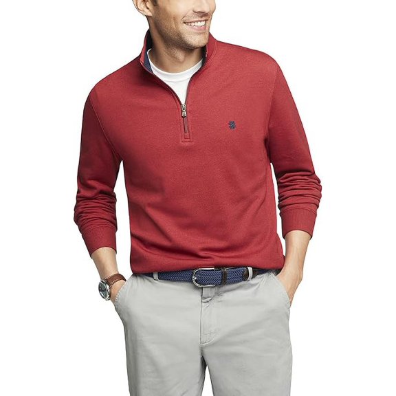 IZOD Men's Big Advantage Performance Quarter Zip Fleece Pullover Sweatshirt, Biking Red, M