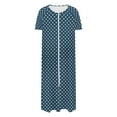 thumbnail image 4 of Dasayo Short Sleeve Nightgowns for Women Loose Zipper Blue Long Nightgown Side Split Sleep Shirt Pajamas for Women XL, 4 of 7