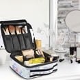 thumbnail image 5 of FORMRS Travel Makeup Bag Large Capacity Train Case Cosmetic Organizer with Adjustable Dividers, Pastel Flower Pattern, 5 of 8