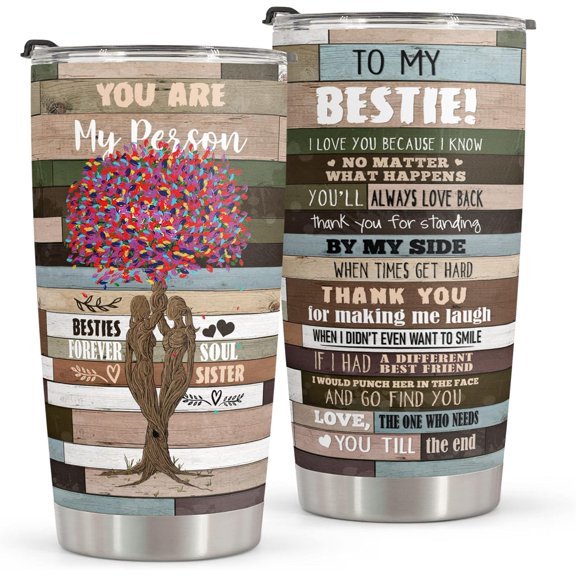 Gifts For Best Friend Women - Stainless Steel Friend Tree Tumbler 20oz - Unique Gifts For Bestie, Soul Sister, BFF, Coworker - Birthday Gifts For Best Friend - Mothers Day Gift For Women