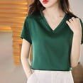 thumbnail image 5 of Annhoo Womens Tops Dressy Casual Solid Color V Neck Loose Spring Short Sleeve Shirts Fashion Summer Clothes, 5 of 7