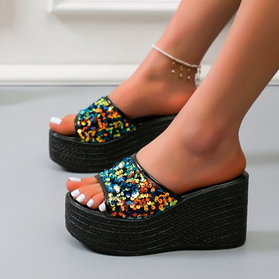 Vedolay Summer Shoes Sandals for Women Dressy Summer Casual Beach Outdoor Wedges Sandal Shoes,Black 8.5