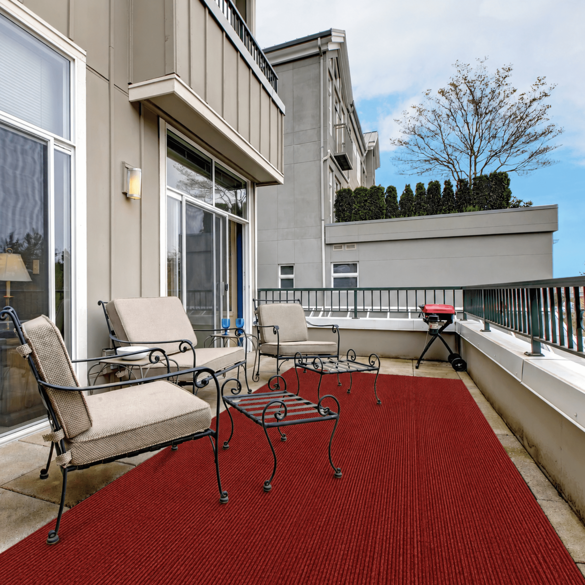 Ottomanson Non-Slip Hallway Runner Rug 3'11" x 22' Indoor/Outdoor Custom Size Utility Carpet for Garage, Red Ribbed