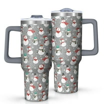 Gray Christmas Snowman Pattern Tumbler with Handle and Lid,40oz Double Wall Vacuum Insulated Tumbler,Cups Gift for Women and Men