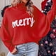 thumbnail image 3 of Suéter rojo de cuello alto con letras para mujer, otoño invierno 2024, manga larga, Año Nuevo, Navidad, informal, moda urbana para mujer, 3 of 5