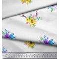thumbnail image 2 of Soimoi White polyester Crepe Fabric Sunflower & Peony Floral Print Sewing Fabric Yard 52 Inch Wide, 2 of 3