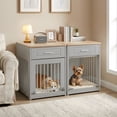 thumbnail image 5 of Whifea Farmhouse Wooden Dog Crate Furniture with Flip Up Door & Storage Drawer, 26''H×20''W×24''D, Indoor Pet Kennel for Medium Dogs, Gray, 5 of 9