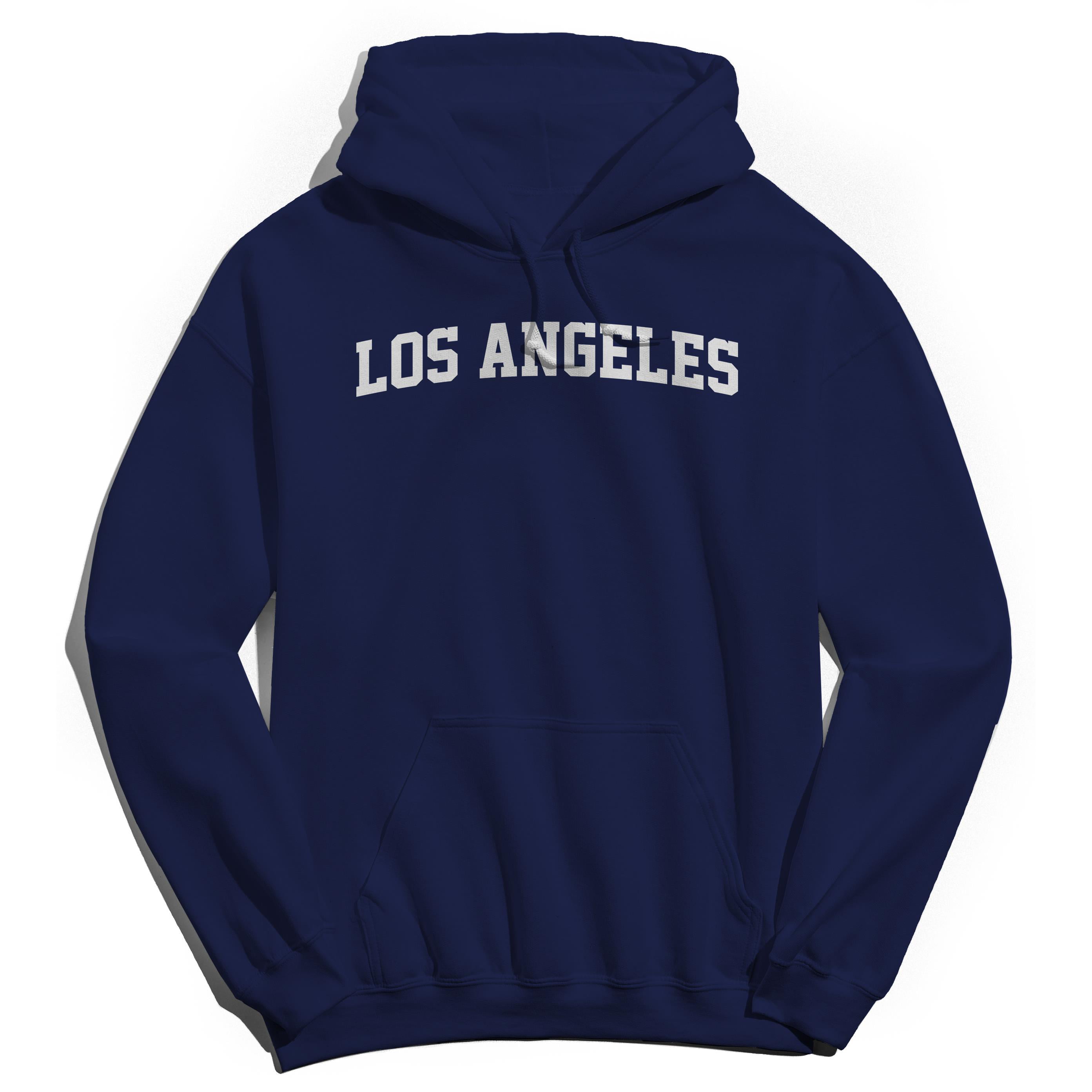 Los Angeles-25 Graphic Light Blue Men's Cotton Pullover Hoodie