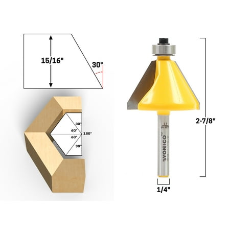 

30 Degree Bevel Edge Forming Router Bit - 1/4 Shank - Yonico 13914q