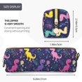 thumbnail image 3 of Disketp Colorful Dinosaur Estuche de Lápices de Cuero con Cierre, Estuche Compacto para Papelería, Bolígrafos y Accesorios Pequeños, 3 of 7