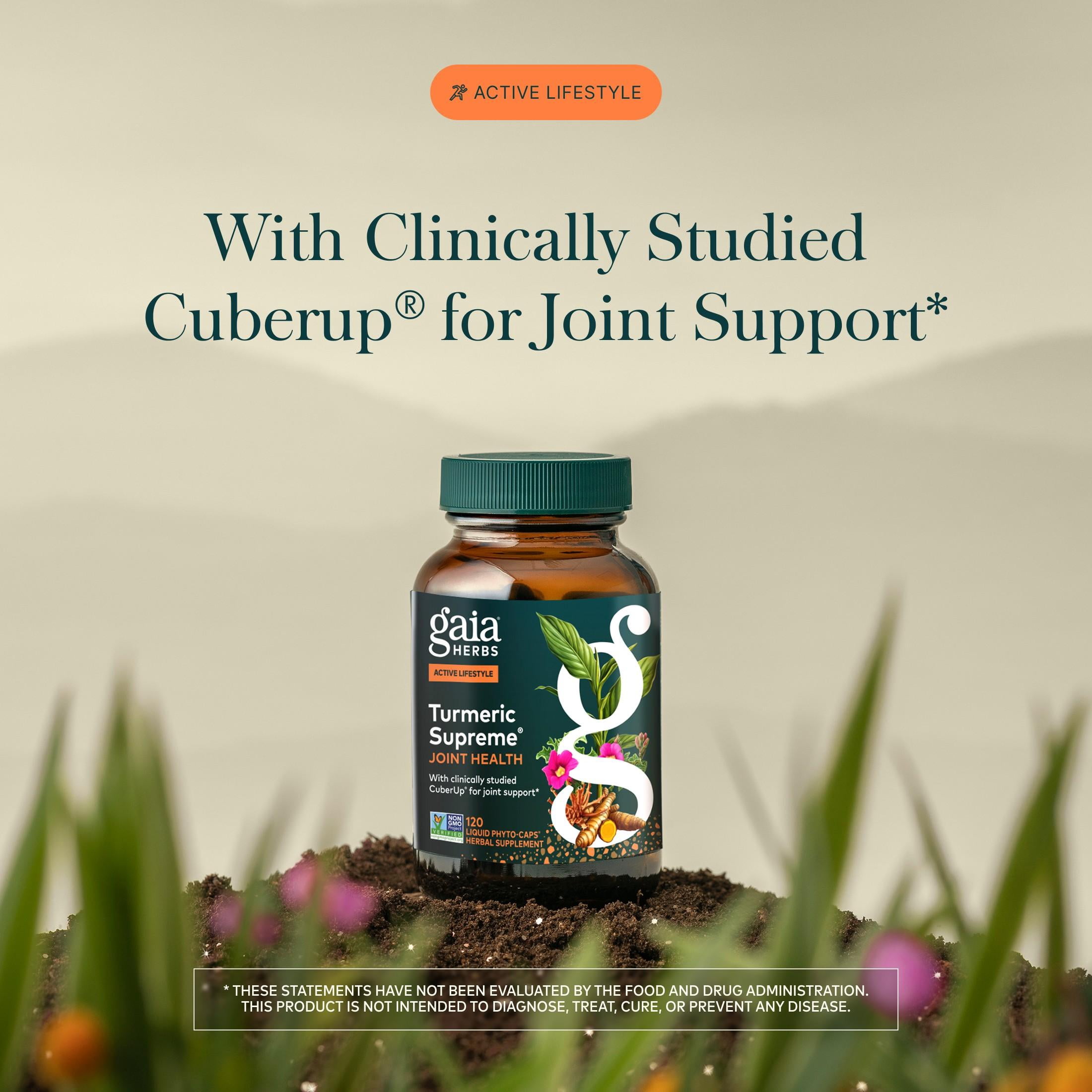 Gaia Herbs Turmeric Supreme Joint Health - Joint Support Supplement with Cucumber, Quercetin, Black Pepper, Ginger Root, Curcuminoids & More* - 120 Liquid Phyto-Caps (60 Servings)