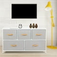 thumbnail image 3 of Bigroof Gray 5 Drawer Dresser for Bedroom, Fabic Dresser Organizer with Wooden Handle, 3 of 8