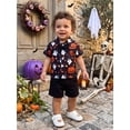 thumbnail image 5 of Cjfdfy Toddler Baby Boy Halloween Outfits Pumpkin Ghost Print Short Sleeve Bowtie Shirts And Shorts Little Baby Cute My First Halloween Clothes 6M-4Y, 5 of 9