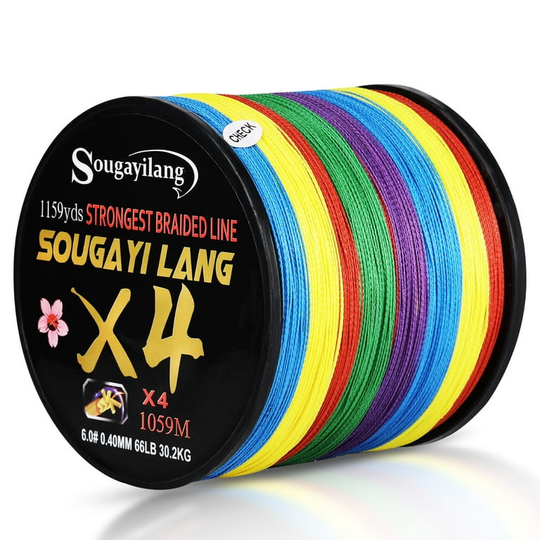 Sougayilang 4 Strands Braided Fishing Lines 1059M 5 Color Max Drag 66LB  Abrasion Resistant Line Incredible Zero Stretch 