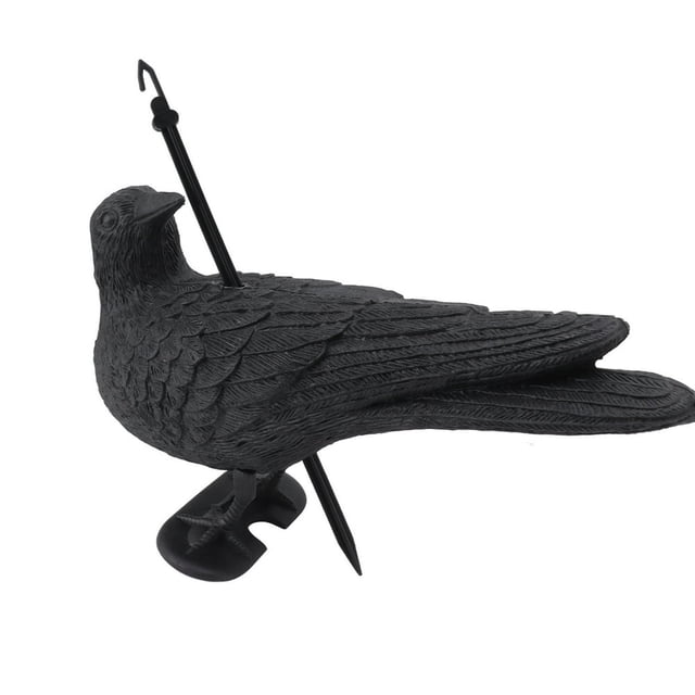Crow Decoys for Hunting,Outdoor Simulation Plastic Crow Statue Hunting Decoy Props for Yard Garden Decoration Black