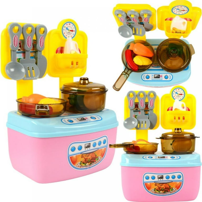 Kids Kitchen Toy Accessories, Kitchen Accessories Set,Pretend Pots Pans Set, Fake Cookware Appliance w/ Cutting Play Food, Utensils, Birthday Gift for