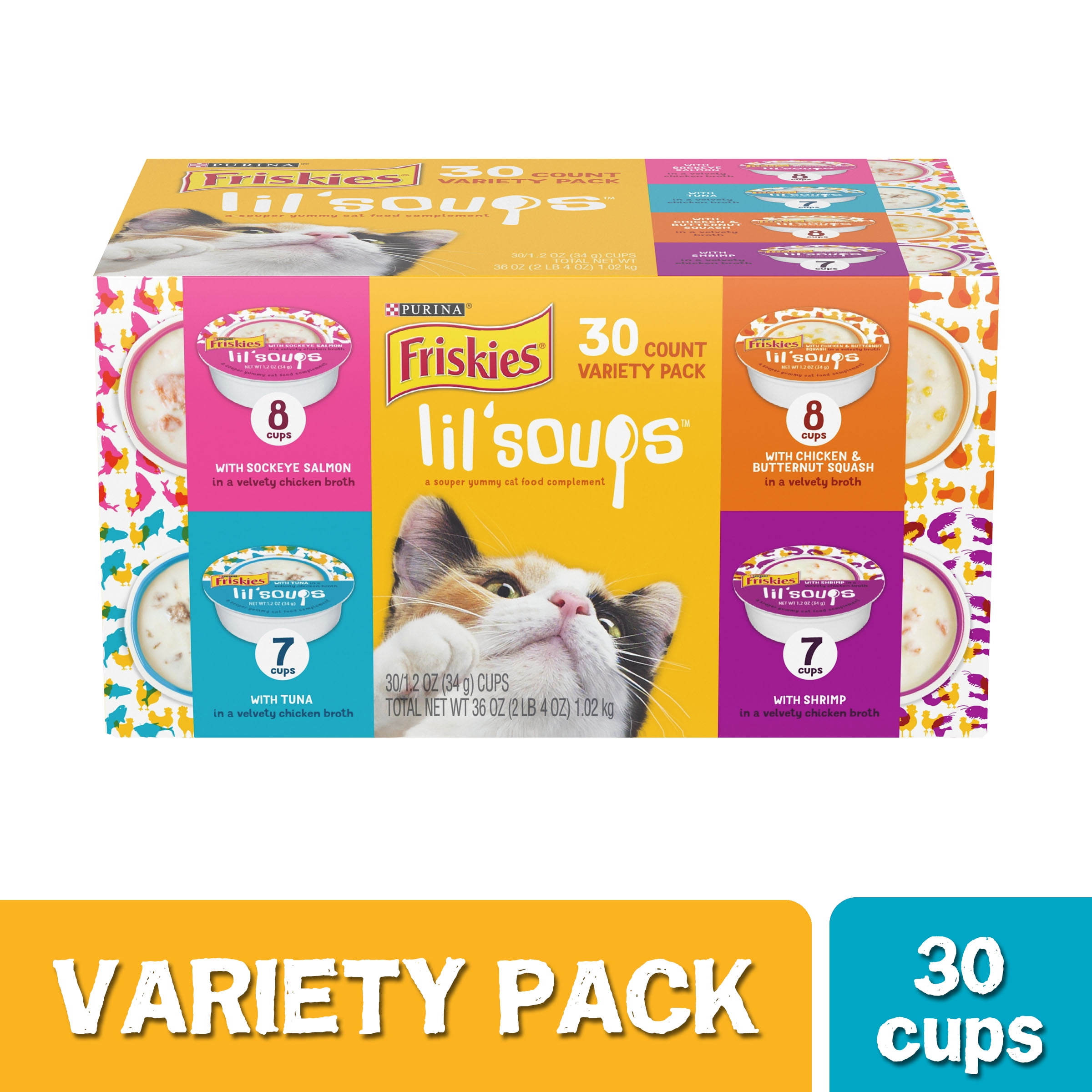 (30 Pack) Friskies Grain Free Wet Cat Food Complement Variety Pack, Lil