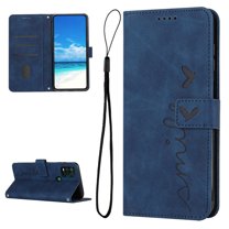 Wallet Case For Motorola Moto G Stylus 5G 2021, Magnetic Closure Heart Patterned Embossed Premium PU Leather Kickstand Credit Card Holder Slots Wrist Strap Flip Folio Cover, Blue