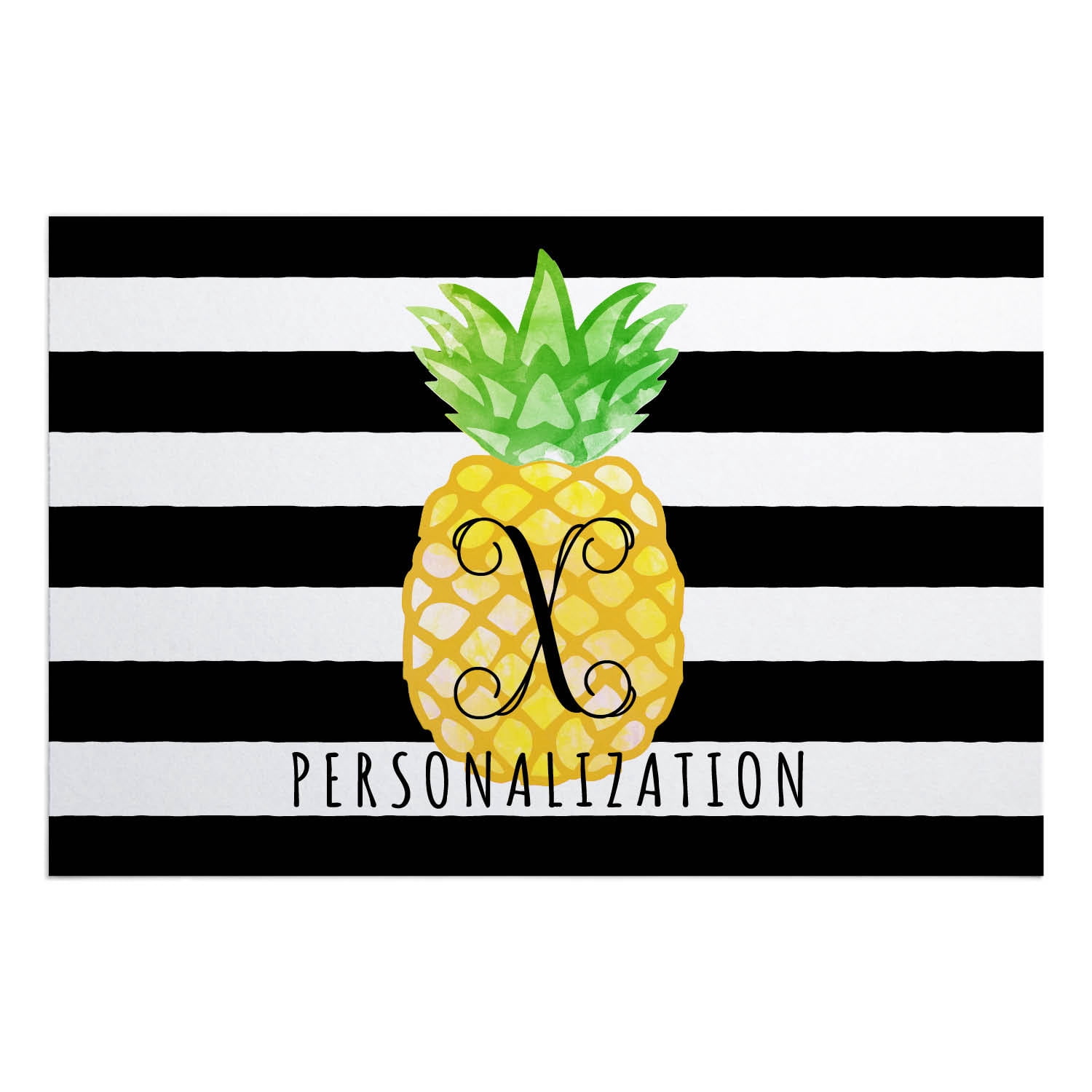 Pineapple Striped Personalized Doormat