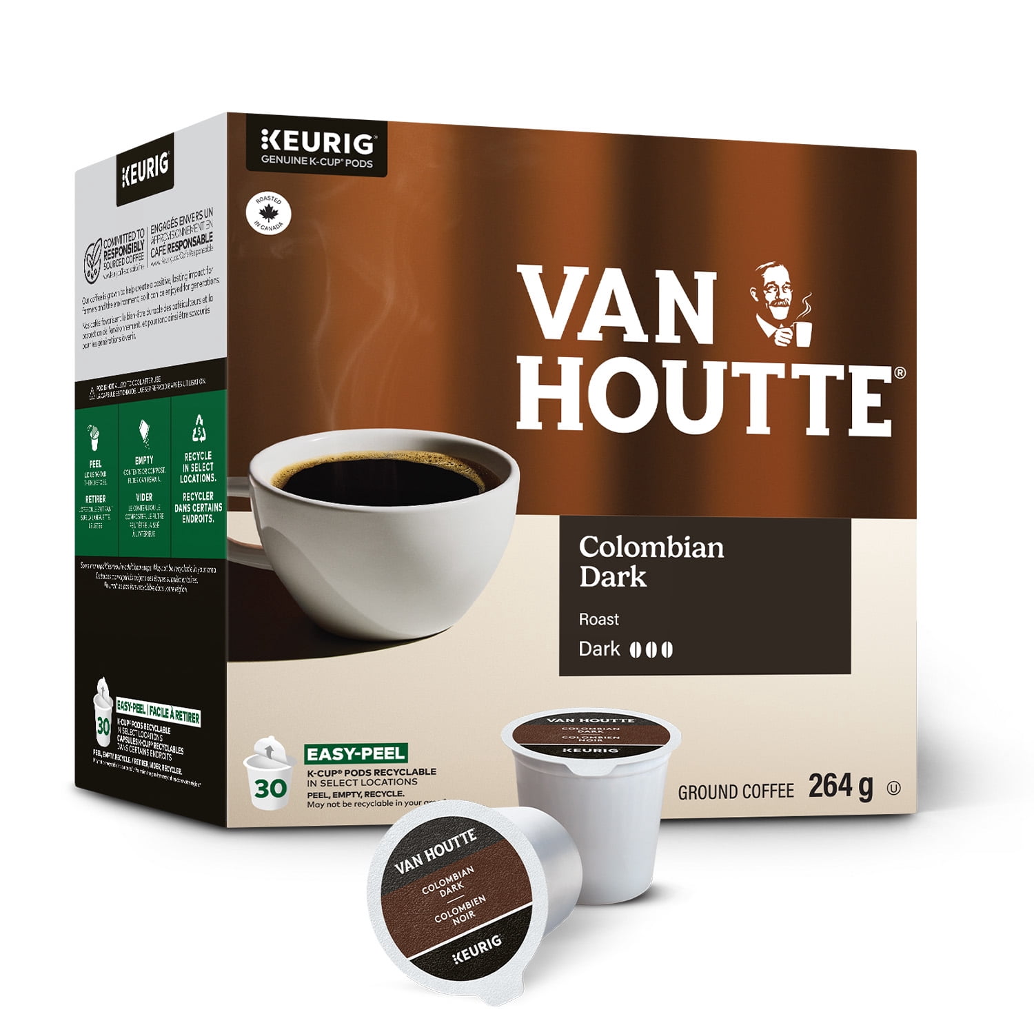 Van Houtte Colombian Dark, Dark Roast, K-Cup Coffee Pods, 30 pods
