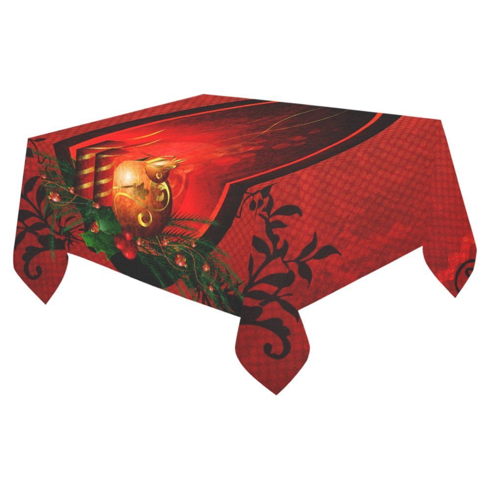 MYPOP Christmas, Christmas Balls And Candle Cotton Linen Tablecloth