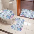thumbnail image 5 of Spring Hydrangea Bathroom Rugs Set Vintage Watercolor Butterfly Floral Green Leaves Blue Plaid Non Slip Absorbent Bath Mats 3 Piece Set, U-Shaped Floor Mat, Toilet Seat Cover Small Size, 5 of 9