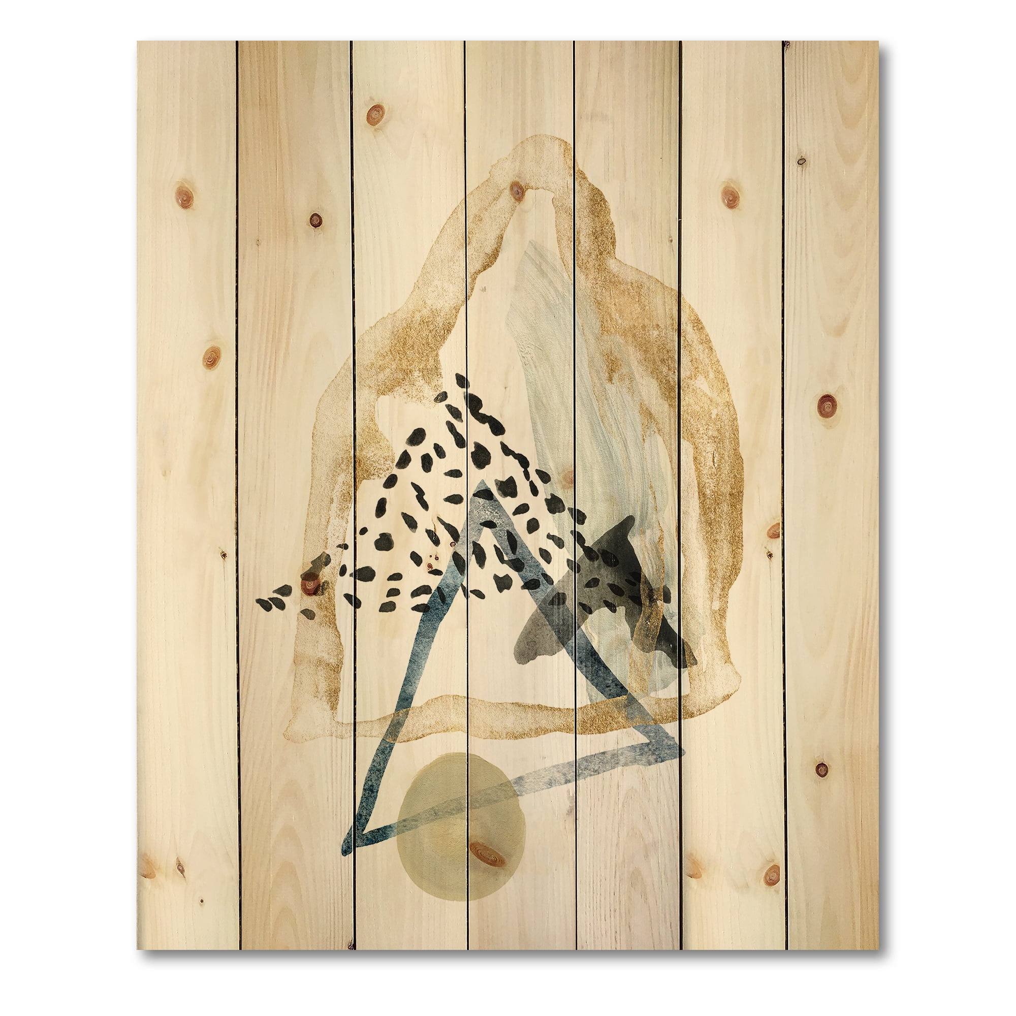 Designart 'Minimalistic Landscape of Moon With Mountains I' Modern Print on Natural Pine Wood
