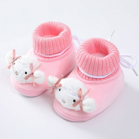 

LYCAQL Baby Shoes Winter Children Toddler Shoes Boys and Girls Floor Shoes Non Slip Plush Warm Slip On 12-18 Month Girl Shoes (B 4 )