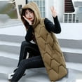 thumbnail image 5 of Brondbend Vest Jacket for Women Women’s Winter Coat Hooded Sleeveless Pocket Zipper Outerwear Solid Color Casual Loose Fit Coats Lady Work Tops Khaki, 5 of 6