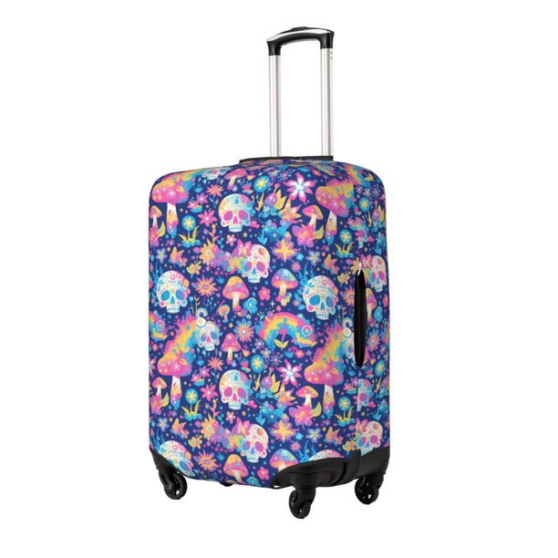 Balery mushroom Skull rainbow color Funda de equipaje, fundas para maletas, elástica, lavable, protector de maletas, compatible con maletas de 18 a 32 pulgadas-Medium