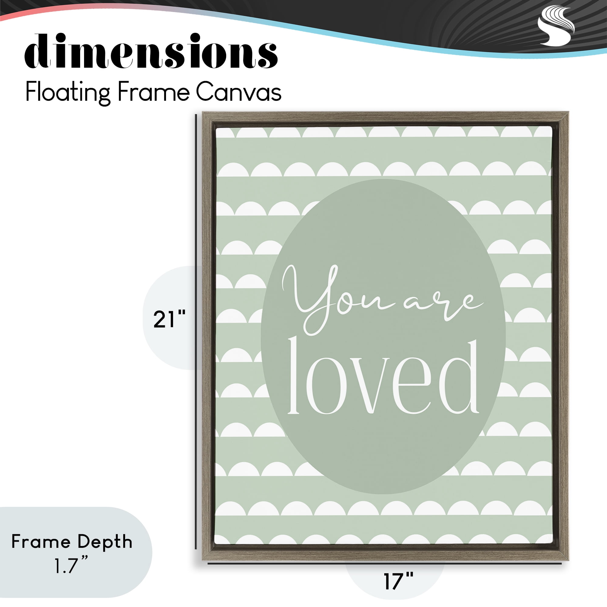 Stupell Industries You Are Loved Light Green Brown Framed Floater Canvas Wall Art, design by Christine Simpson Art