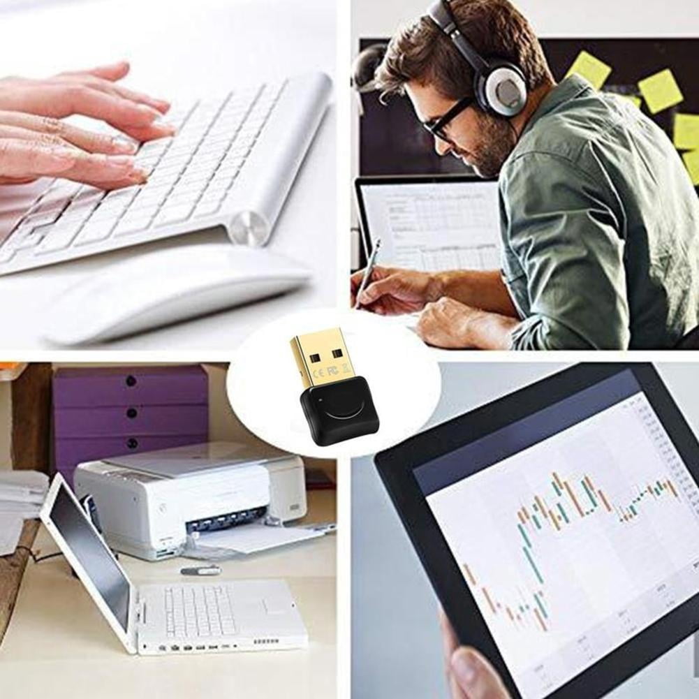 Bluetooth 5.0 USB Adapter for PC, Wireless Audio Transmitter Dongle for Headphones, Speakers, Mouse, Keyboard, Printer - Windows Compatible