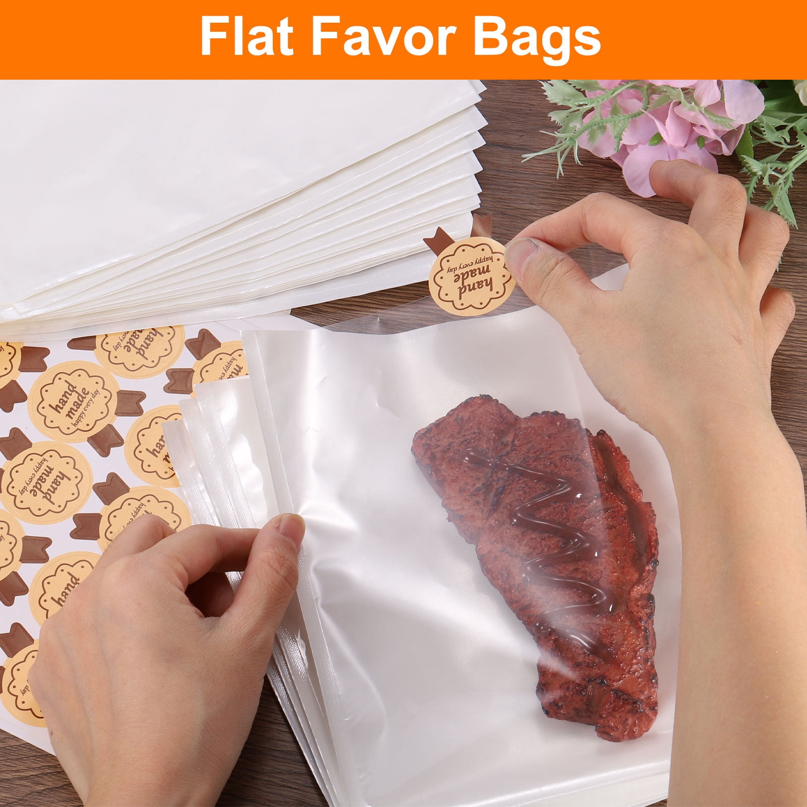 Unique Bargains Kraft Paper Sandwich Bags with Clear Front for Easy Visibility White