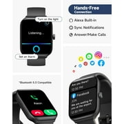 TOOBUR Smart Watch for Women Men, 1.95'' Fitness Tracker, Answer/Make Calls, Smartwatch Compatible Android IOS, IP68 Waterproof, Black